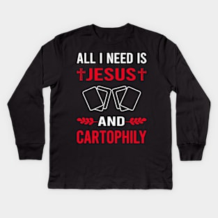 I Need Jesus And Cartophily Cartophilist Kids Long Sleeve T-Shirt